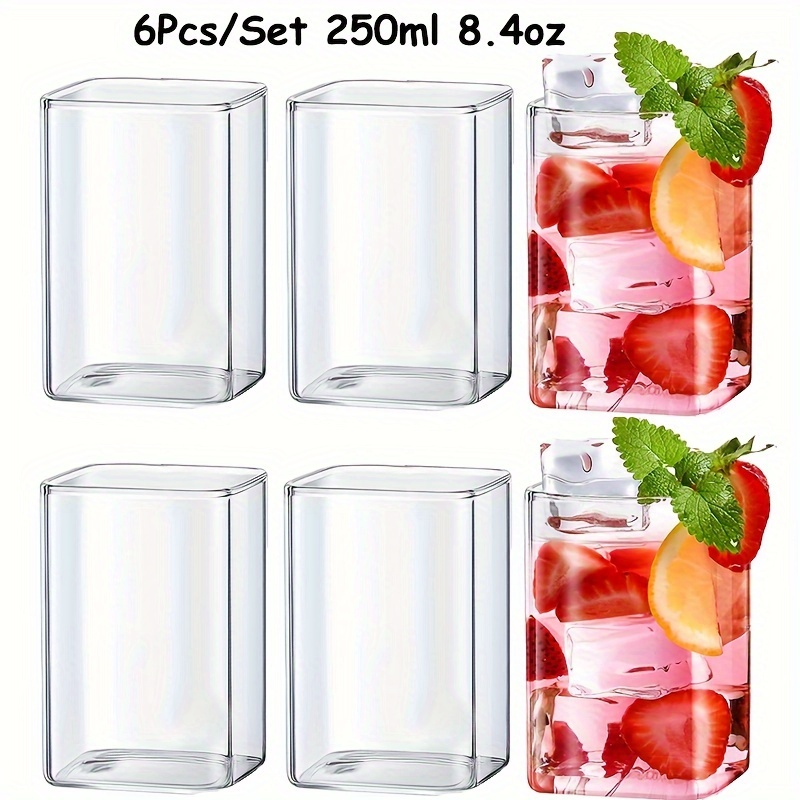 6pcs drinking glasses set 450 250ml tall square glass cups - Temu  Netherlands