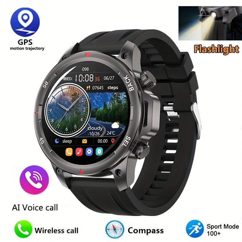 Men's Smartwatch HD LED Display, AI Voice Assistant, Wireless Calling, GPS Tracker, Compass, Fitness Tracker with Stainless Steel/Silicone Band_voghion.com