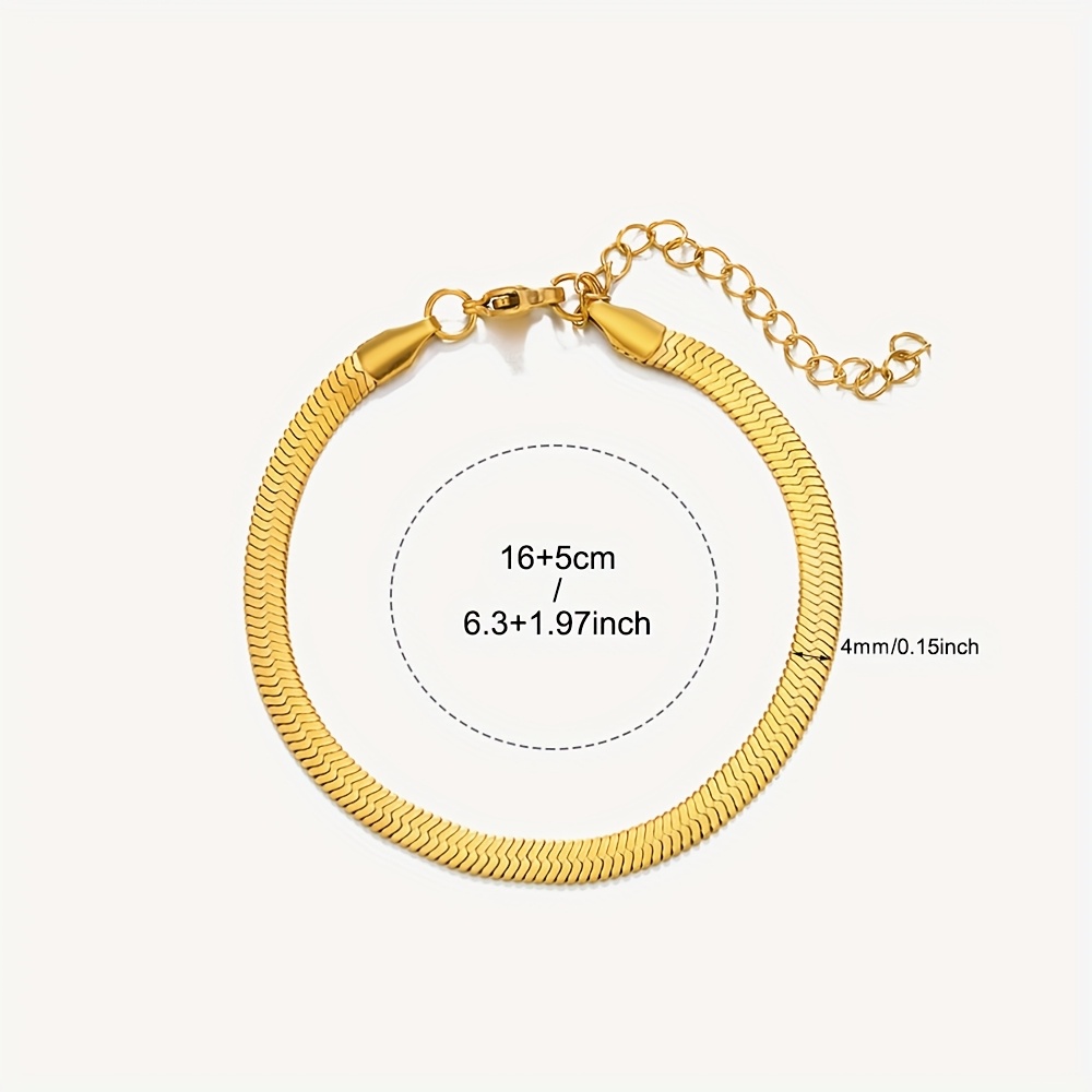 Stainless Steel Flat Bone Chain Bracelet for Women