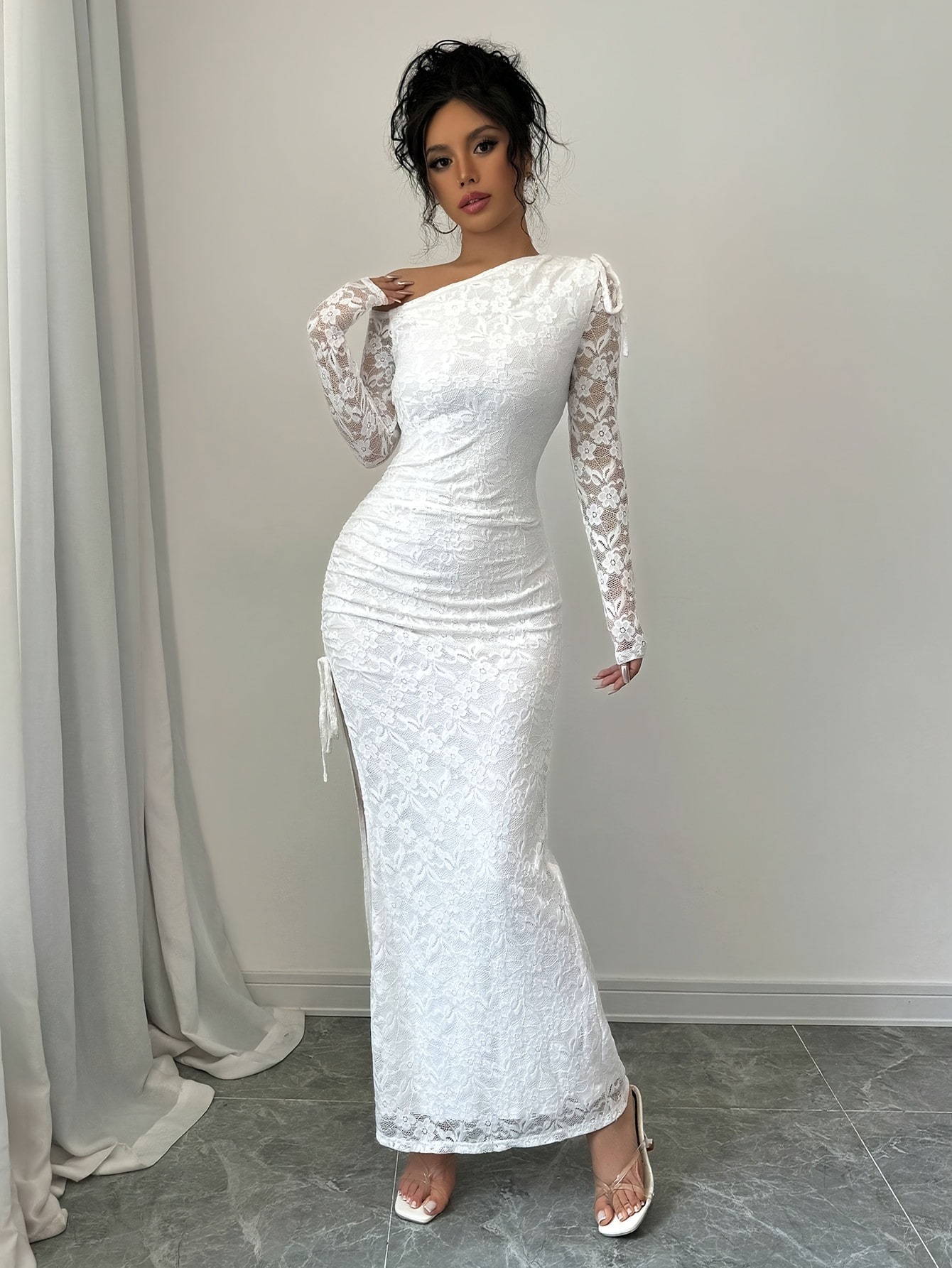 white lace off shoulder dress ZAPAKA Women Long Wedding Mermaid the Bridal Dress, Ivory / US2 Perfect for a winter Collection-Special-Occasions Use of Silver Collagen Shoe Size:Size 11.5 Wide Male