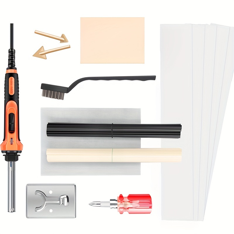 TEMU 110v American Plug Plastic Welder Car Bumper Repair Kit, Soldering Iron Hot Plastic Welder Leather Ironing Tool, Without Battery