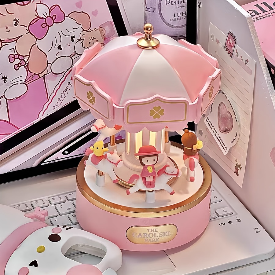 item picture pink   carousel music box led night light built in 6 romantic songs to switch   exquisite desktop decoration atmosphere night   gifts for birthday valentines day christmas new year gifts
