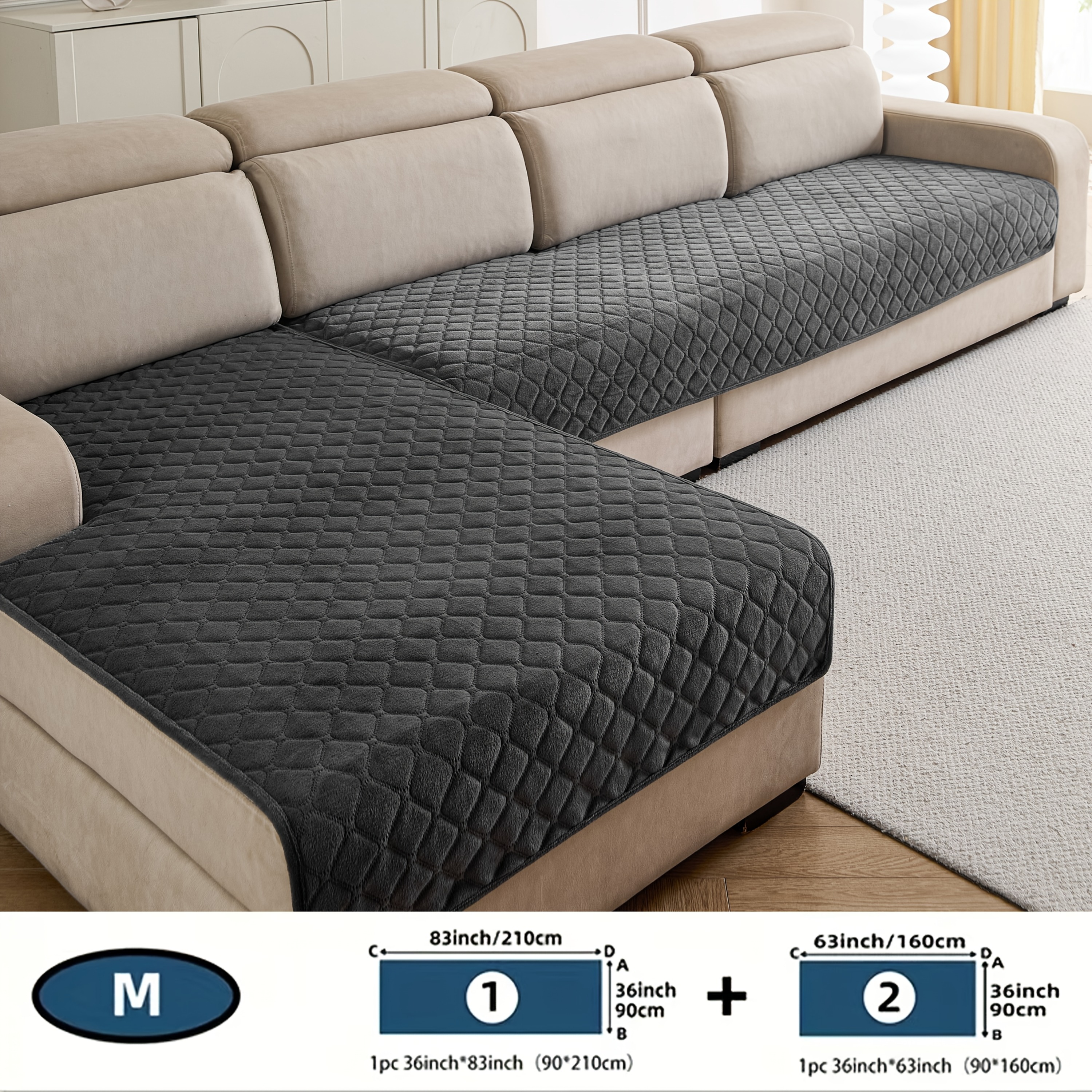 TEMU 2pcs Milk Technology Sofa Covers, Square Plush Style Sofa Cushions, Classic Minimalist Seat Cushions, Anti-scratch And Non-slip, Suitable For ,