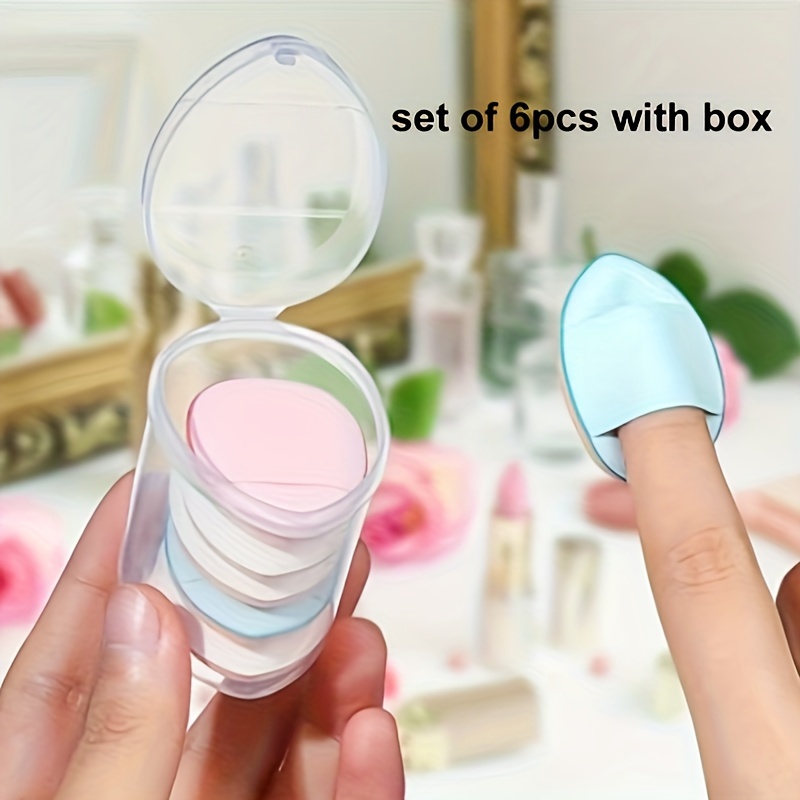 

6pcs Makeup Sponge Puff Set With Container: Small , Cream Concealer Applicator, And Cushion Puff Makeup Tools