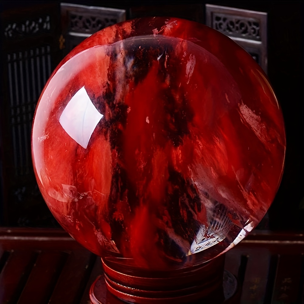 TEMU 1 Beautiful Crystal Sphere Featuring A Translucent Marbled Pattern With And Orange Shades, Ideal For Home Or Office Decoration, A Great Gift For