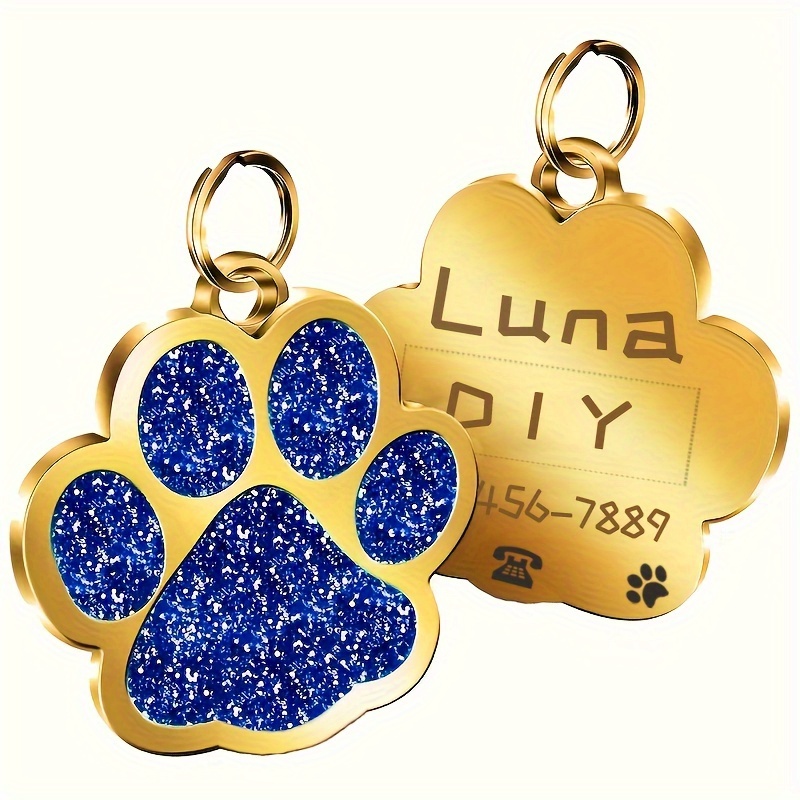 TEMU Custom Engraved Tags For Small Cats And Dogs, Personalized Id Name Pendants For Pets, Collar Tag Pendants, Pet Accessories With Paw-shaped