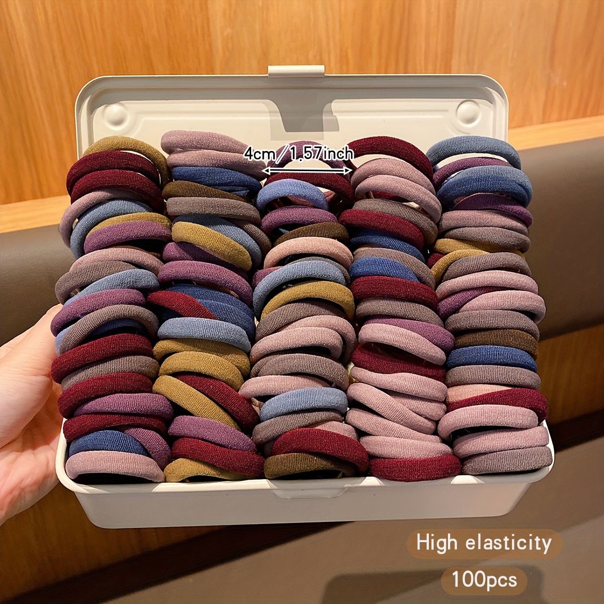 100pcs vintage bohemian jersey hair ties high   seamless hair bands durable stretchy ponytail holders for girls mixed colors   ring set