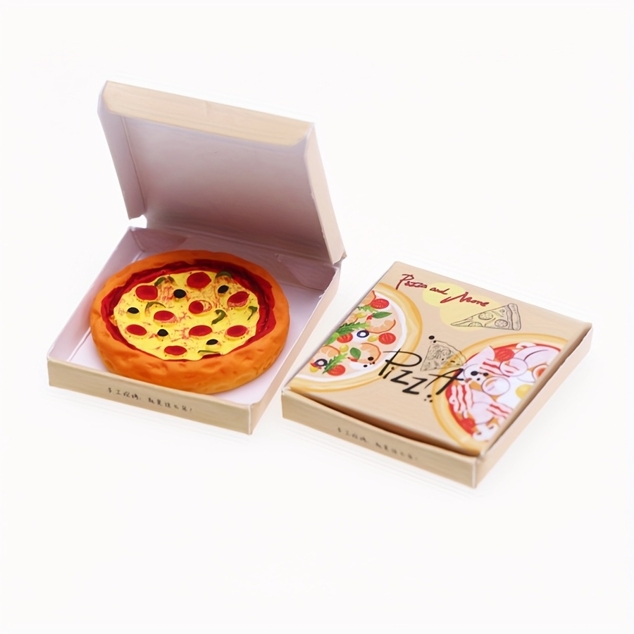 TEMU 2pcs Miniature Pizza & Delivery Box Set - Realistic Abs Dollhouse Scene With Colorful Pizzas, Ideal For Playsets & Decor, | Playset Scene |