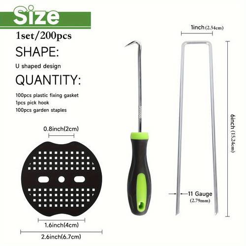 1set 100 200 400 40pcs lawn fixing spikes washers lawn u shaped spikes set fixing spikes garden stakes with 1 toggle hook 6 inch galvanized landscape heavy duty garden spikes ideal tool for fixing turf fabrics