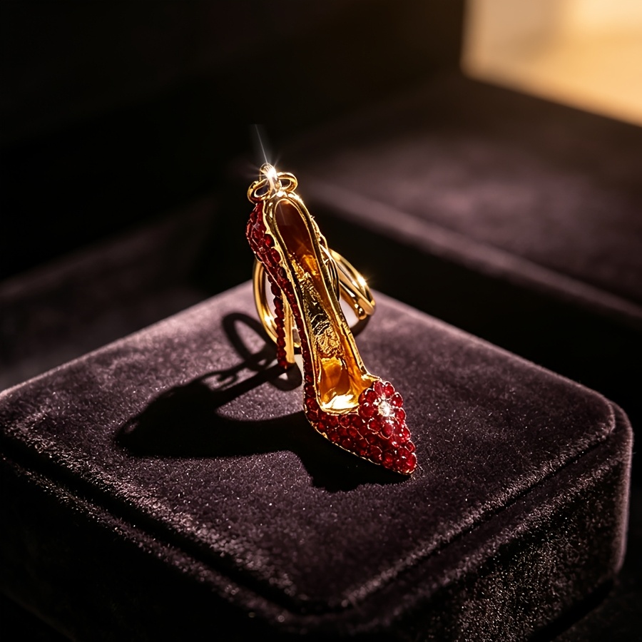 TEMU 1pc Simulation Red High-heeled Shoe Keychain - With Sparkling - Suitable For Women's Handbag Decoration Key Decoration Additions - Ideal Gift -