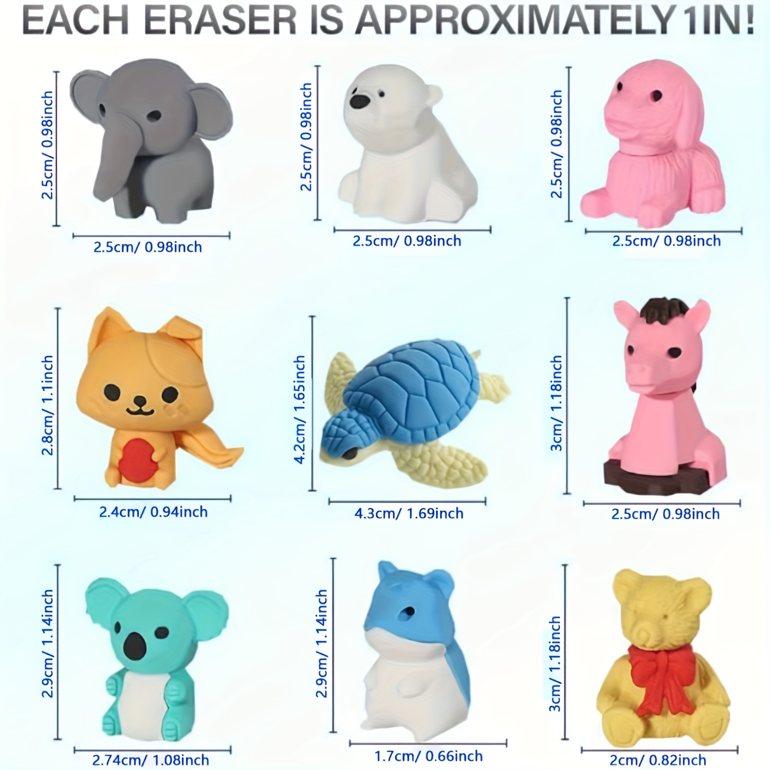 Super Cute Animal Erasers - 30-Piece Party Favors For Kids, Random Styles