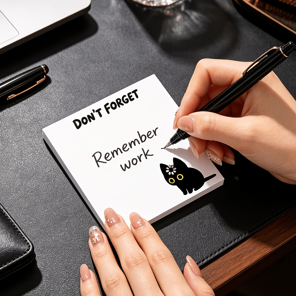 50 Sheets Funny "DON'T FORGET" Black Cat Loading Memo Pad, Sticky Notes