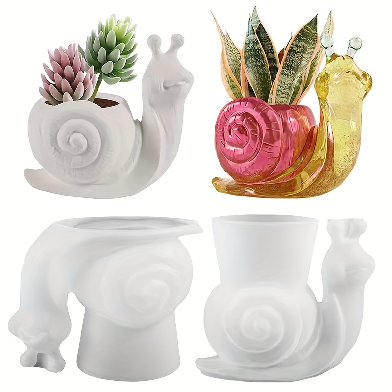 

1pc Snail Flower Pot Silicone Mold Diy Handmade Epoxy Resin Jewelry Storage Succulent Pot Plant Silicone Mold Home Table Decoration Animal Ornament Plaster Mold