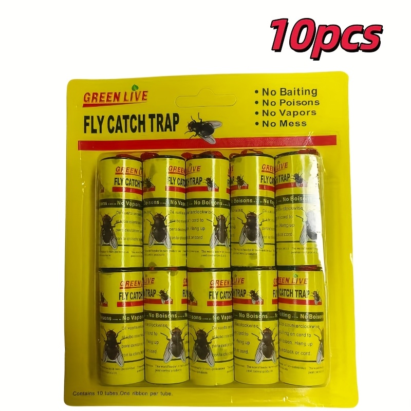 10pcs 20pcs fly traps fly catching tape fly catching tools hanging fly traps fly sticky paper fly   household fly traps and   suitable for living rooms dining rooms kitchens tables