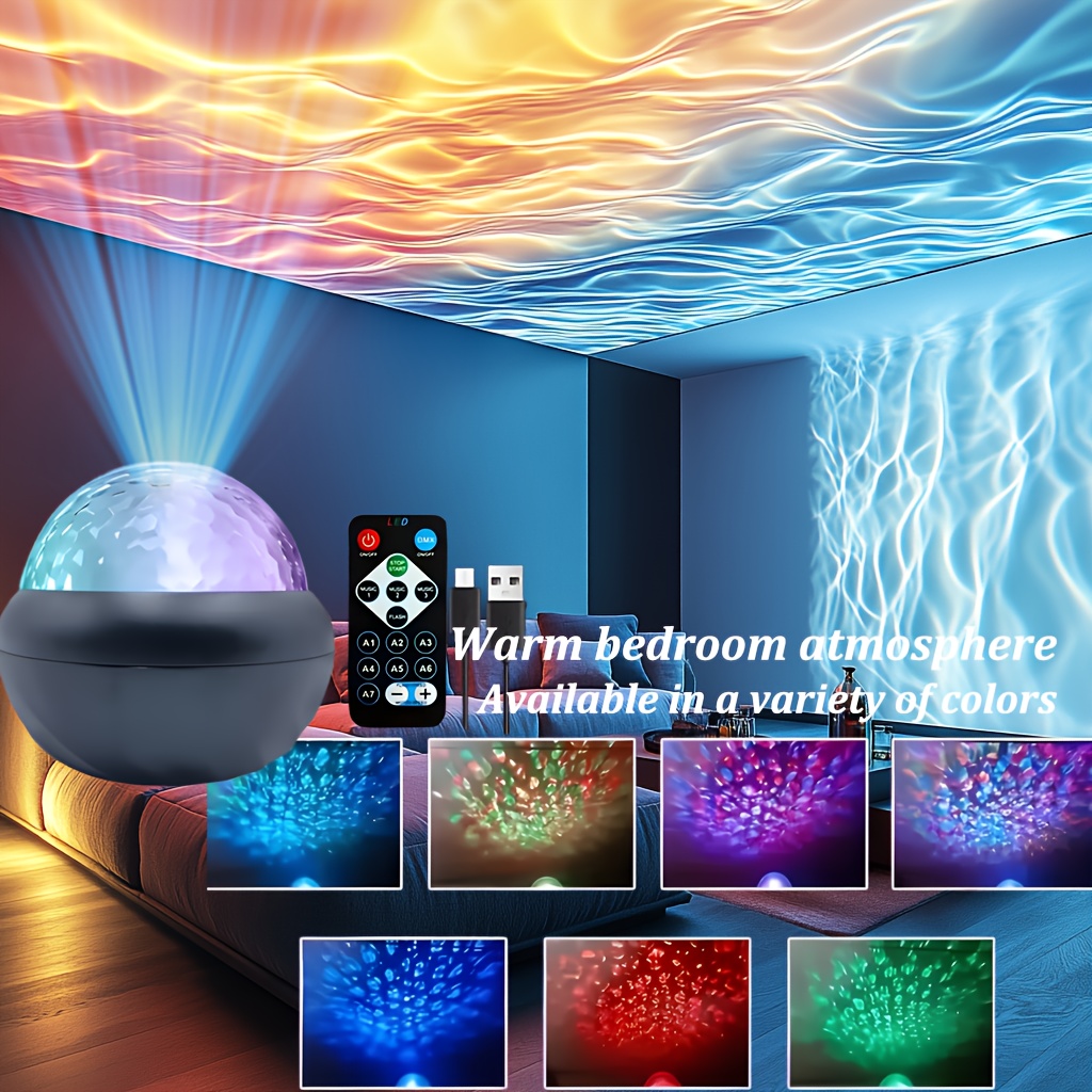   7 color led night light with water   usb powered remote controlled   bedroom ambiance special occasions details 1