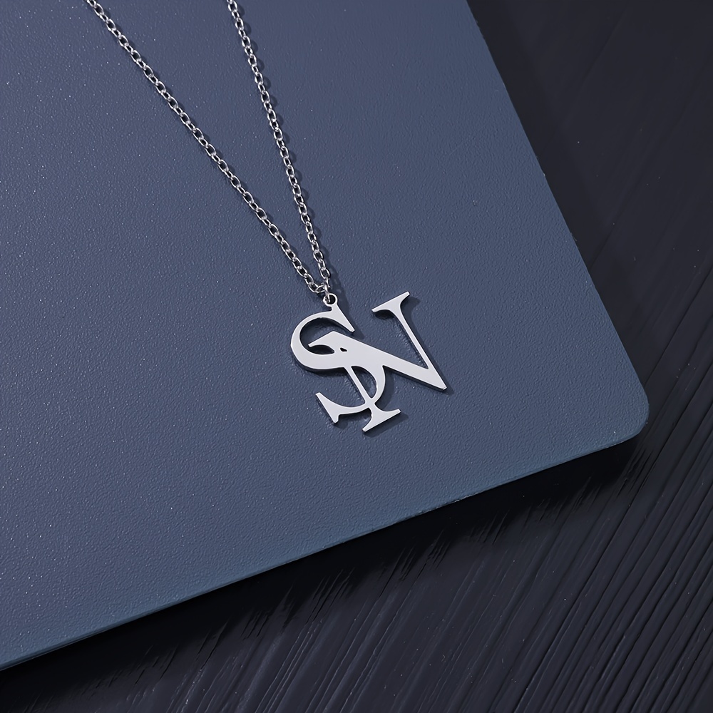 

Luxury Personalized Necklace With Large Capital Letter Font, Stainless Steel Personalized Couple Name Necklace, Fashionable Jewelry Necklace (customized Only English Language)