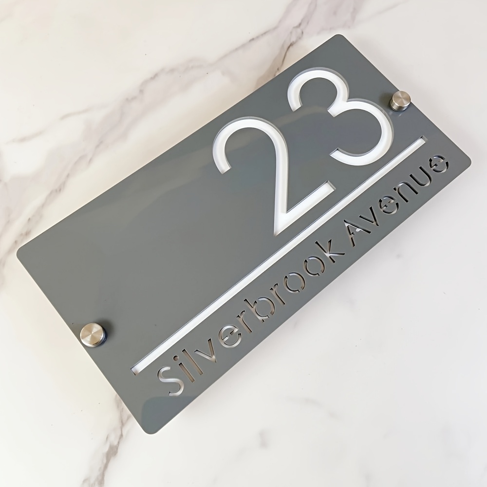 TEMU Placa de Dirección Acrílica Personalizada - Número de Casa y de Montada en Pared, Decoración Resistente al para Apartamentos, , Hoteles,