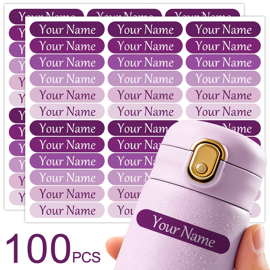 TEMU [custom Product] (4.7 X 0.9cm - Gradient Purple Series) Customizable Name Self-adhesive Label Stickers, Suitable For Marking Pens, Water Cups,