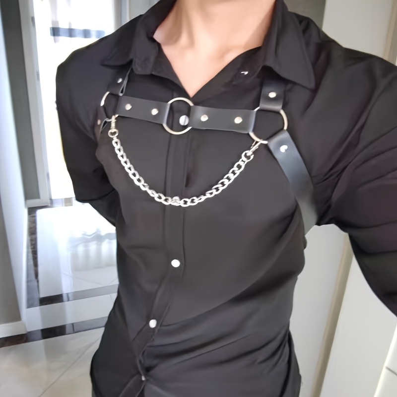 Men's faux-leather chest harness