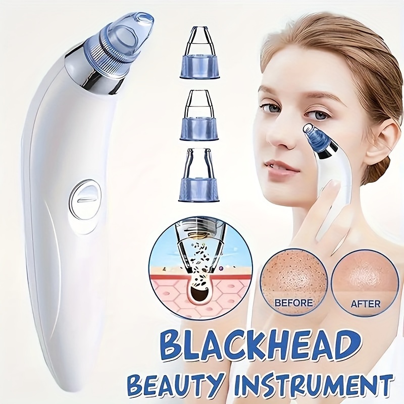 electric blackhead remover instrument portable facial pore cleansing beauty device gentle safe for blackhead removal with 4 suction tips battery powered no battery included details 1