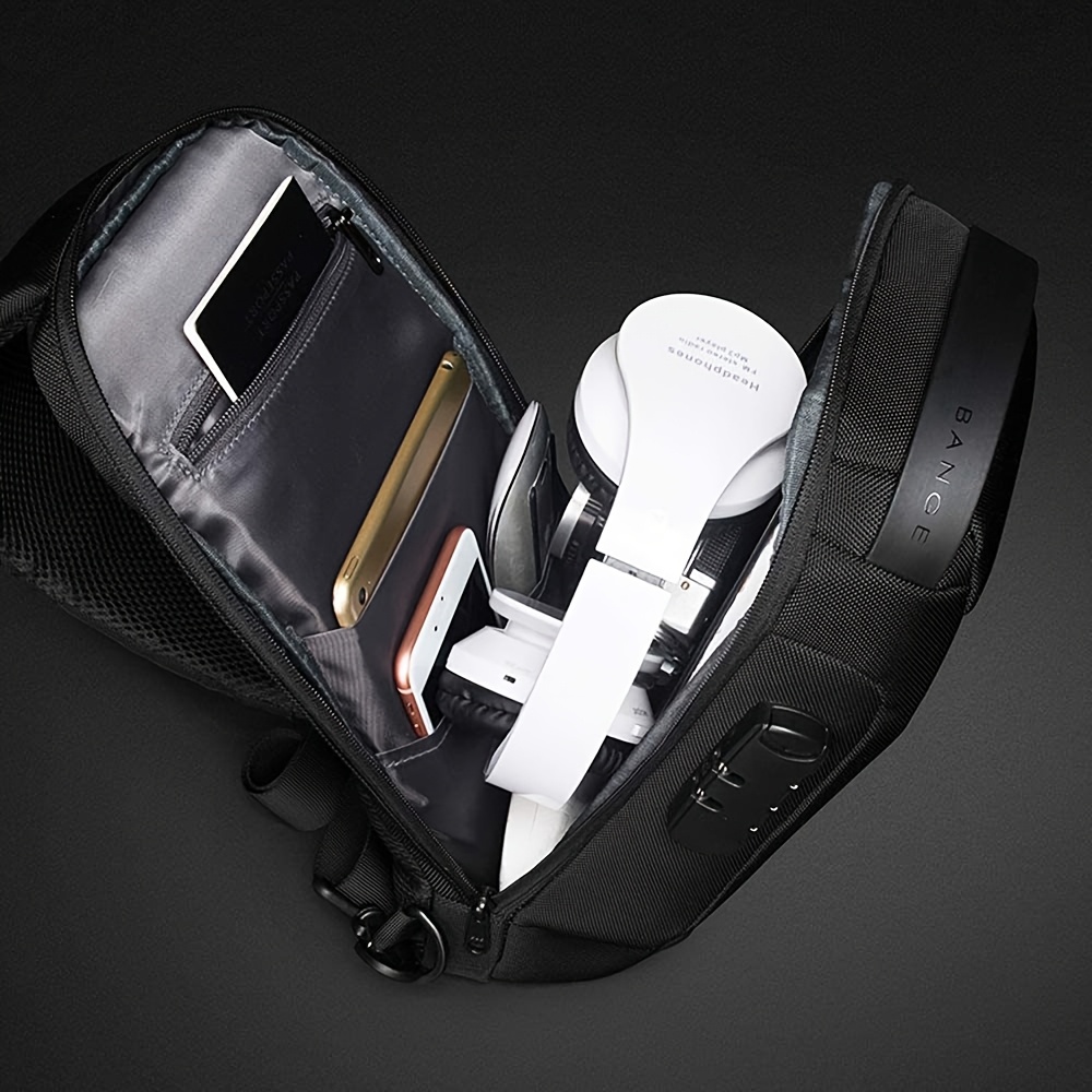 Sac à Dos -Vol pour Hommes pour Moto et Bandoulière avec Serrure à Combinaison - Sac de Taille Ajustable Robuste, Compartiments Spécifiques pour Moto, Conception -Voleur pour Voyage, Navette - Mécanisme de Verrouillage (Pas d'Énergie Requise)