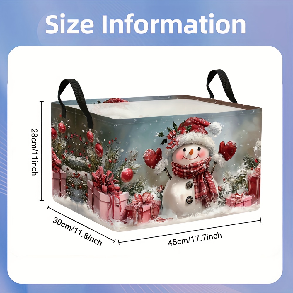 TEMU 1pc 1pcs Piece 1pc Christmas Snowman & Tree Storage Basket - Polyester Suitable For Laundry, Cleaning Supplies, Holiday Decor - Festive Dirt Basket, Decorative Storage Solution