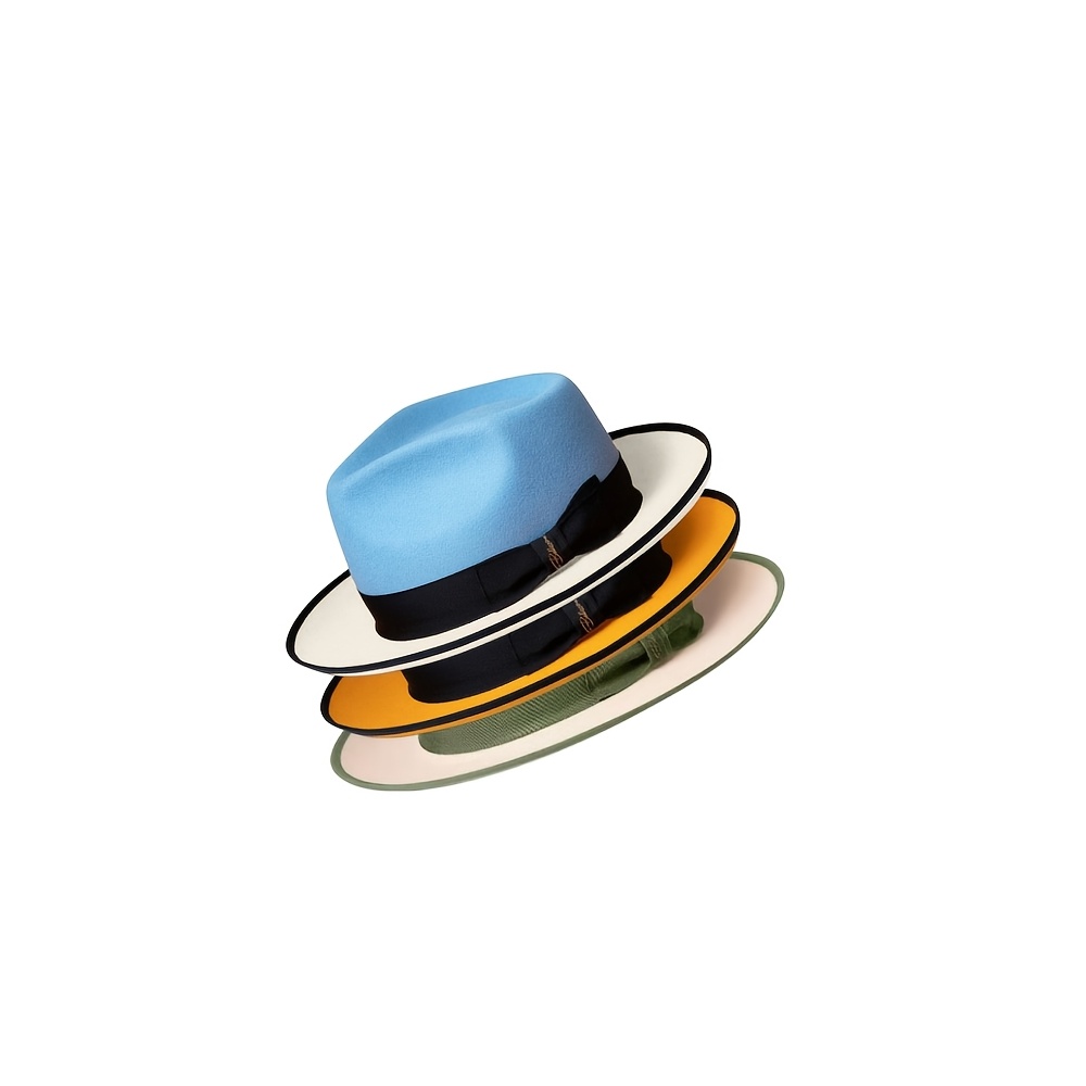 Men's Retro Felt Fedora Two-Tone Patchwork Hat