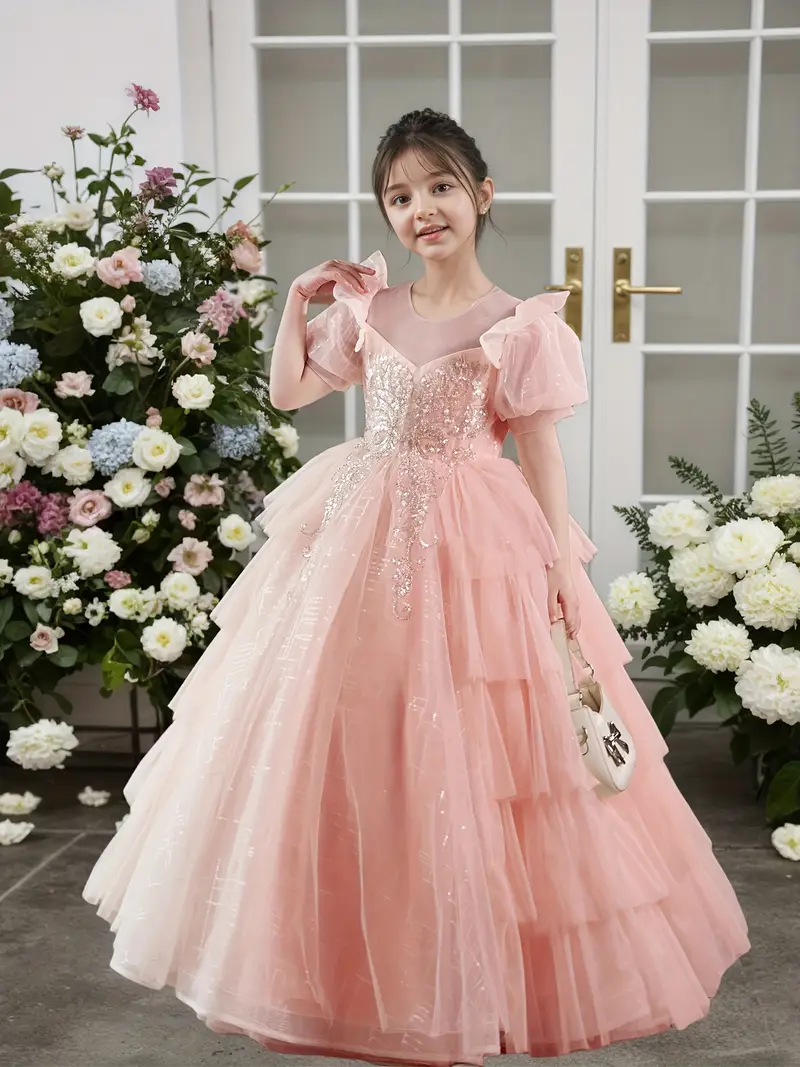 girls christmas concert dress Girl Christmas Dress Baby Girl Dress Toddler Winter Red Long Sleeve Doll Collar Pageant Princess Dress, Red / 3-4 Years (110cm)