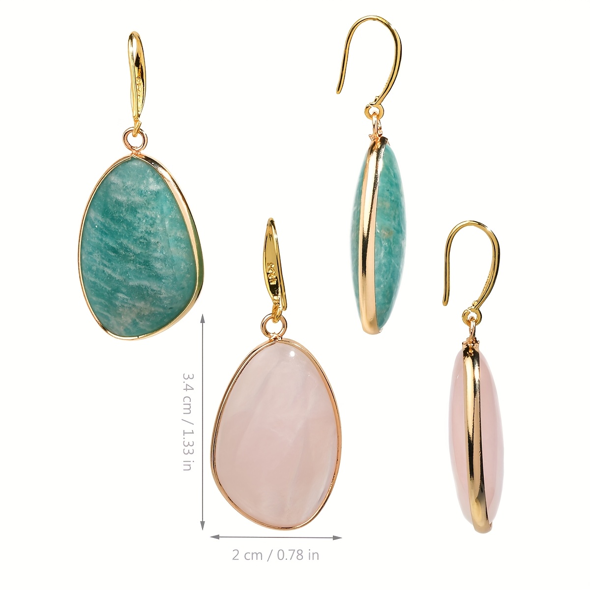 Aquamarine Earrings with Natural Rose Quartz