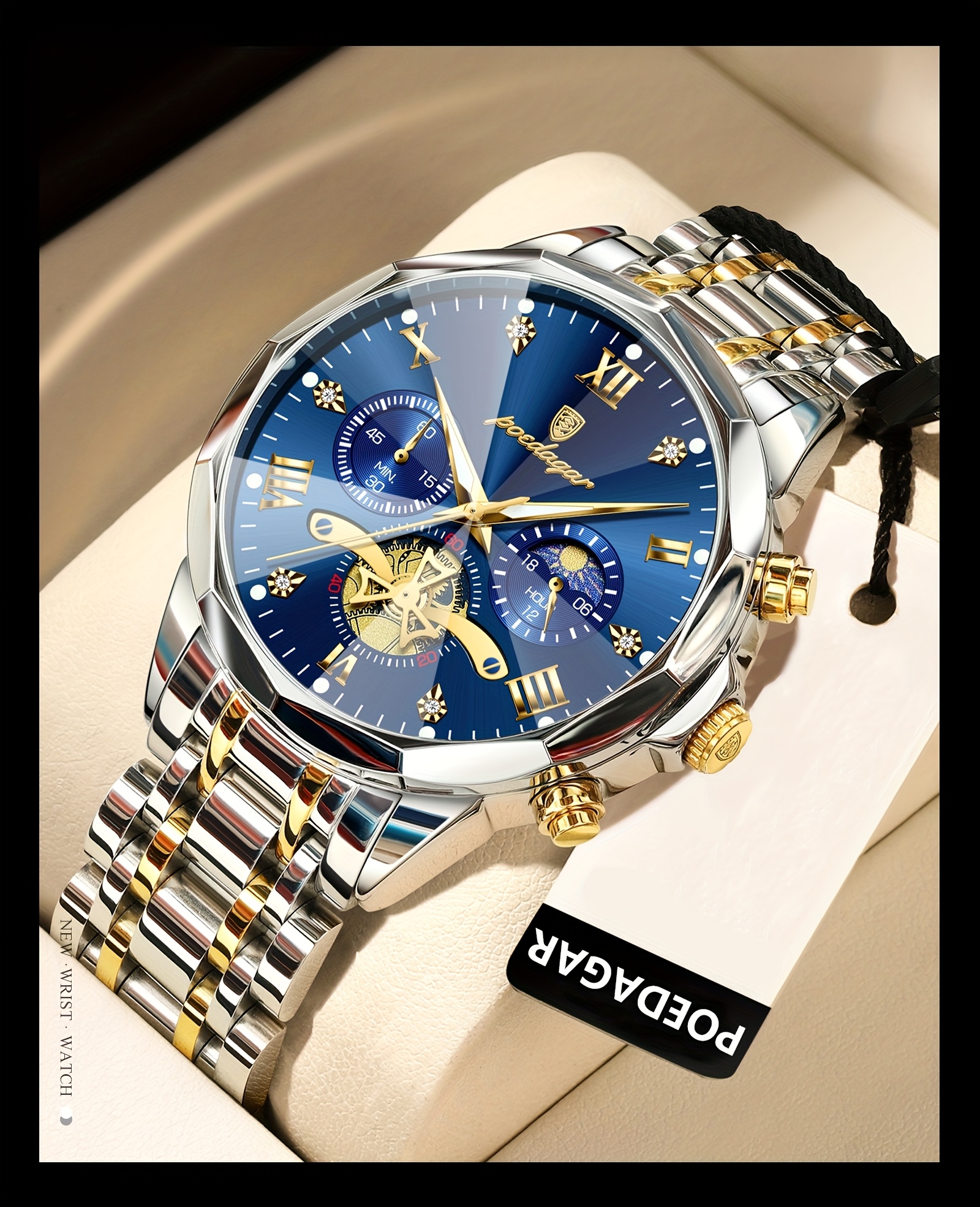   mens luxury watch waterproof luminous chronograph wristwatch with calendar stainless steel korean style quartz watch suitable for swimming daily wear ideal gift for christmas fathers day 3atm Product details 15