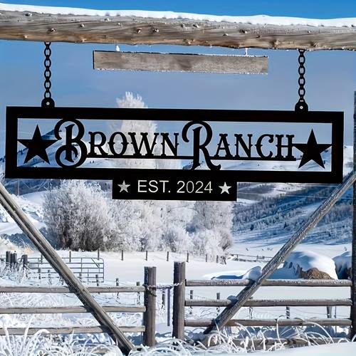 personalized large metal ranch sign customized font farm ranch or farmhouse indoor and outdoor decoration outdoor decoration address plate no electricity required housewarming gift with