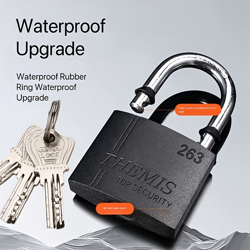 TEMU Indoor/outdoor Weatherproof Safety Lock | Rustproof Brass Core, Dust Cover & Steel Chain - Ideal For Gates/sheds/lockers/iron Cages (single Lock