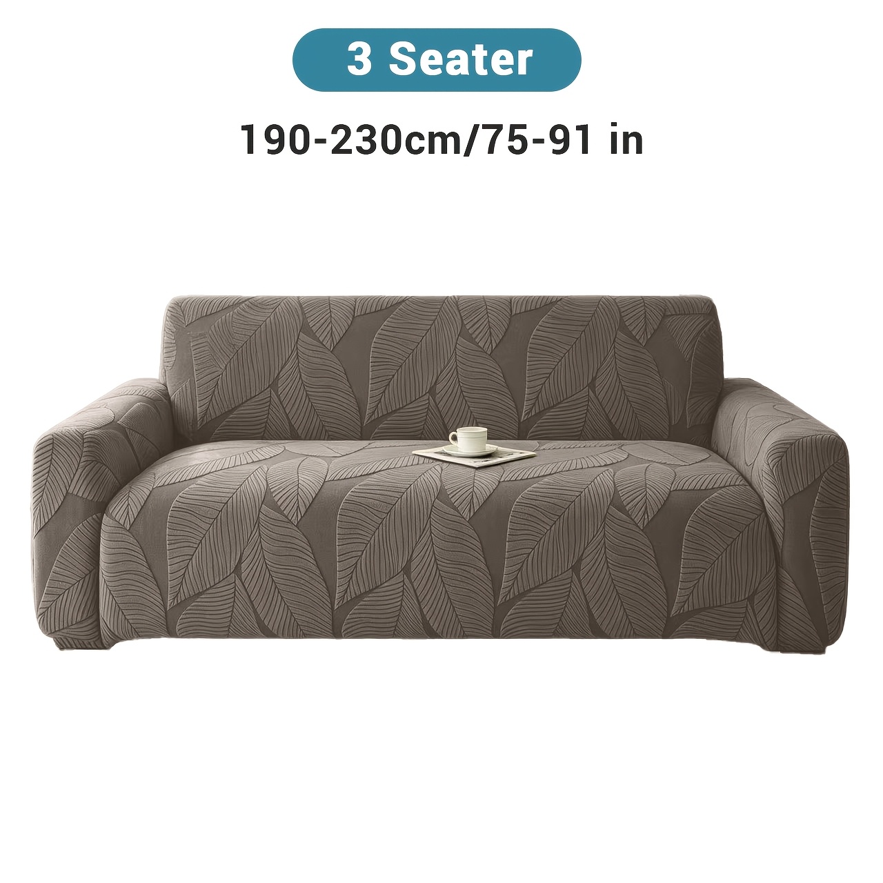 TEMU 1 de sofá elástica de terciopelo jacquard con hojas, 1/2/3/4 plazas, completa, antipolvo para sofá