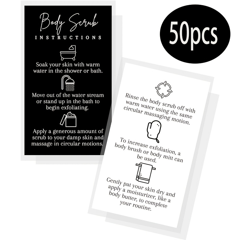 TEMU 50pcs, Care Instructions Card For Body Scrubs, Handmade Crafts, Bath Salt Decorations