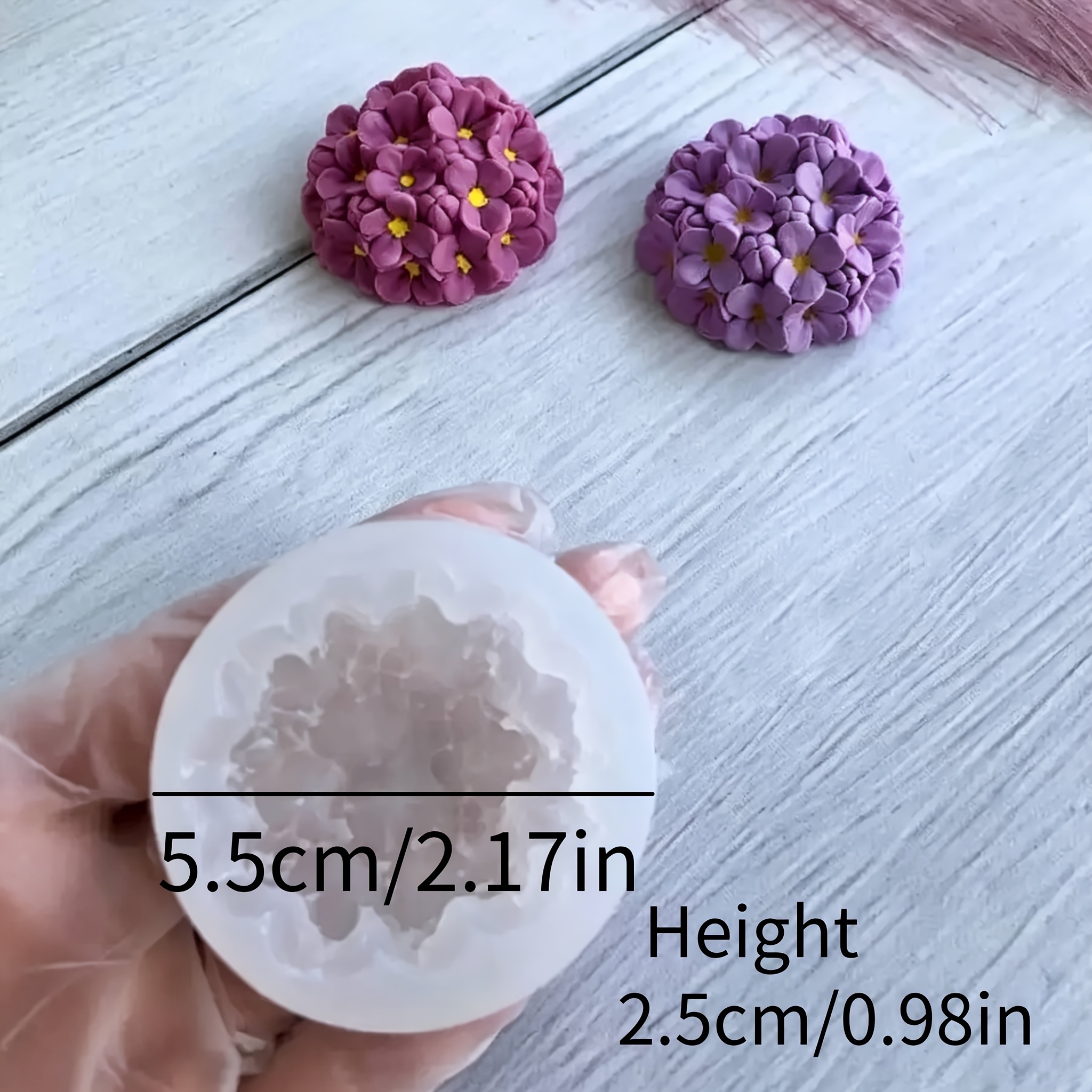 TEMU 1pc, 3d Hydrangea Silicone Mold, Food Grade, For Chocolate, Candy, Mousse, Ice Cream, Cake Decoration, Heat Resistant, For Soap, Candle, Plaster