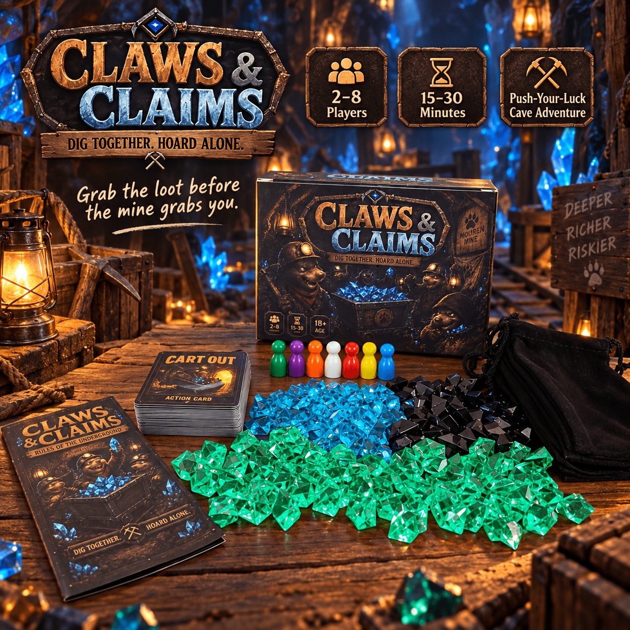 claws &   juego de mesa de  ,   de minería de     para 2-8 jugadores, juego de mesa de elección   y    , juego de   de halloween, juego de mesa de regalo de navidad, noche de juego competitiva rápida de 15-30   para  