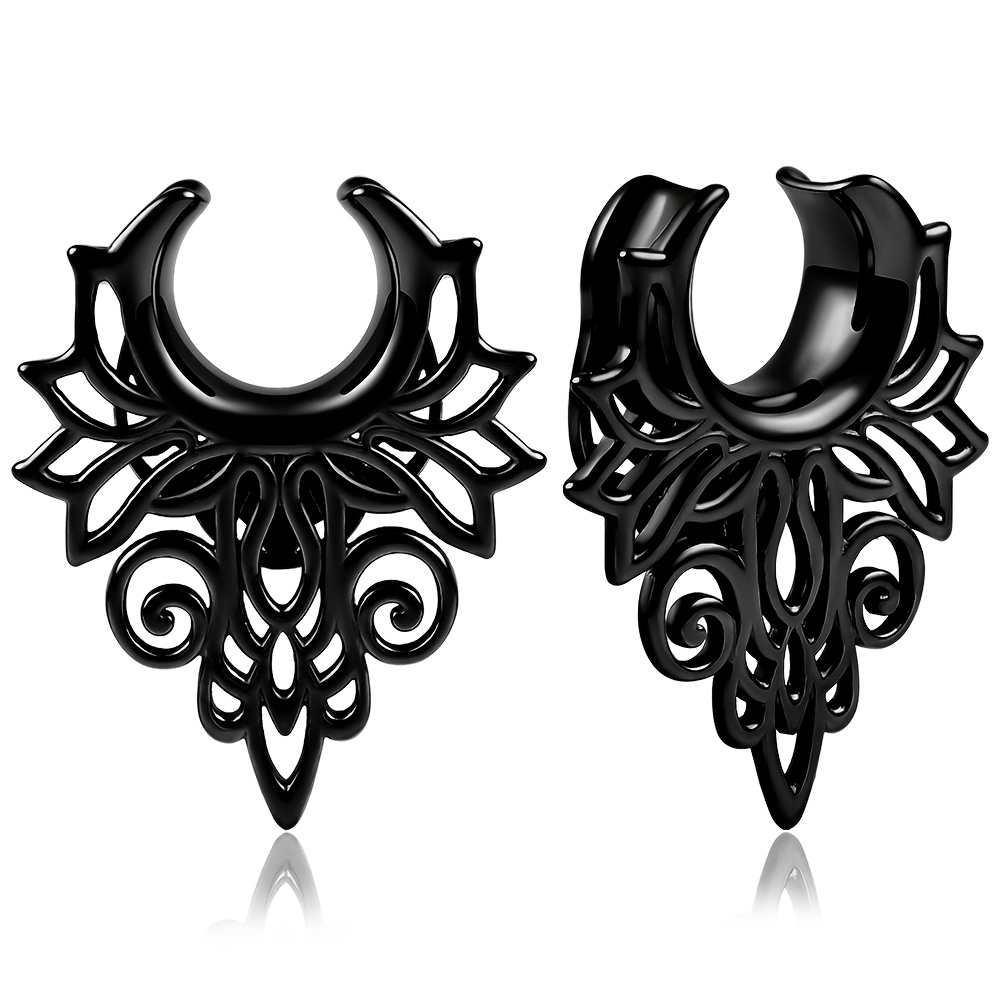 Image of 2pcs Stainless Steel Ear Tunnels Plugs Gauges For Earlobe Expander Piercing Body Jewelry Gift