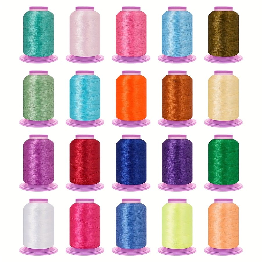 E-shop 20-Farben Stickgarn-Set – 550 Yards pro Spule, 20 Farben für Maschinenstickerei und Quilten, Leuchtende Fäden für Anfänger und im DIY-Basteln