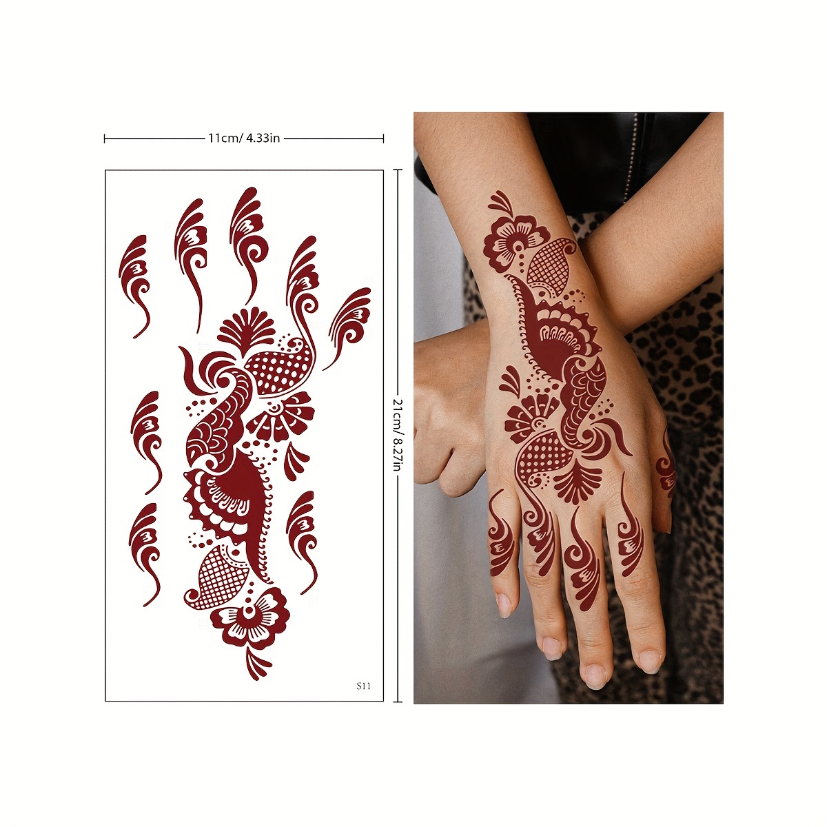 Set 10 Temporary Tattoo Stickers Featuring Red Vintage