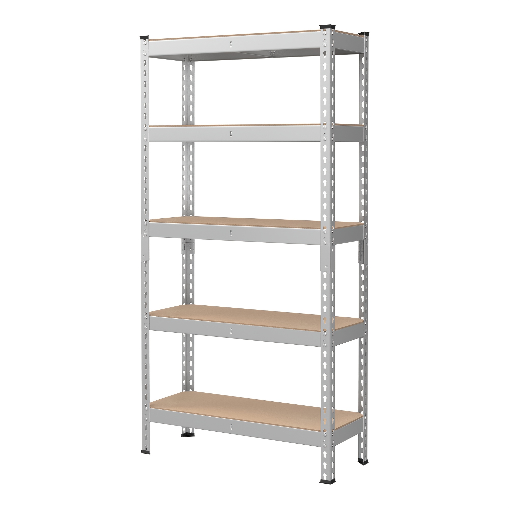 5-tier Adjustable Boltless Steel Shelving Unit 70 X 30 X 150cm Silvery And Yellow, Utility Racks