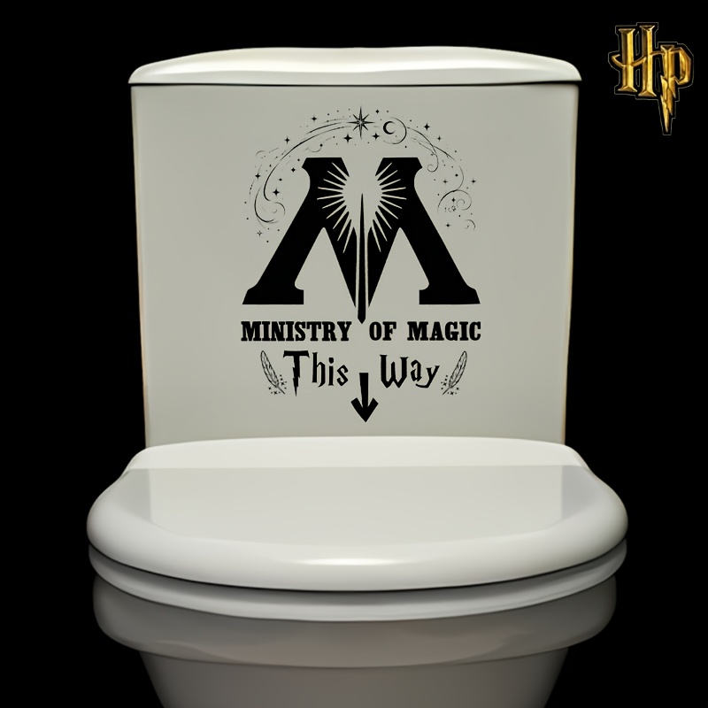 TEMU 1 ud. WB Harry Potter Ministerio de Magia Adhesivo para Tapadera de Inodoro, Divertidos Adhesivos de Vinilo Removibles para Inodoro para Baño y