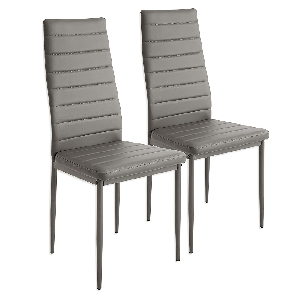 Set Of 2 Farmhouse Kitchen Chairs, High Back Faux Leather Dining Chairs, Conference Style Seating With Padded Seat, Counter Height Chairs For Dining Room