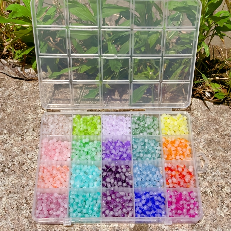 TEMU Perline Mini in Vetro da 4mm 1902 - Perline Tonde Bicolori dai Colori Vivaci, Adatte per Creazione di Gioielli Fai da Te, Orecchini, Bracciali,