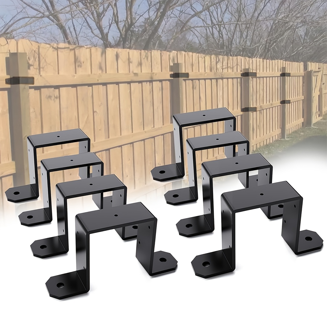 TEMU 4/8 pièces Supports Métalliques Robustes 4x4, Attaches de Poteau 12 Gauge 4" X 4", Attaches en Acier Revêtu de de 2mm d'Épaisseur pour Terrasse