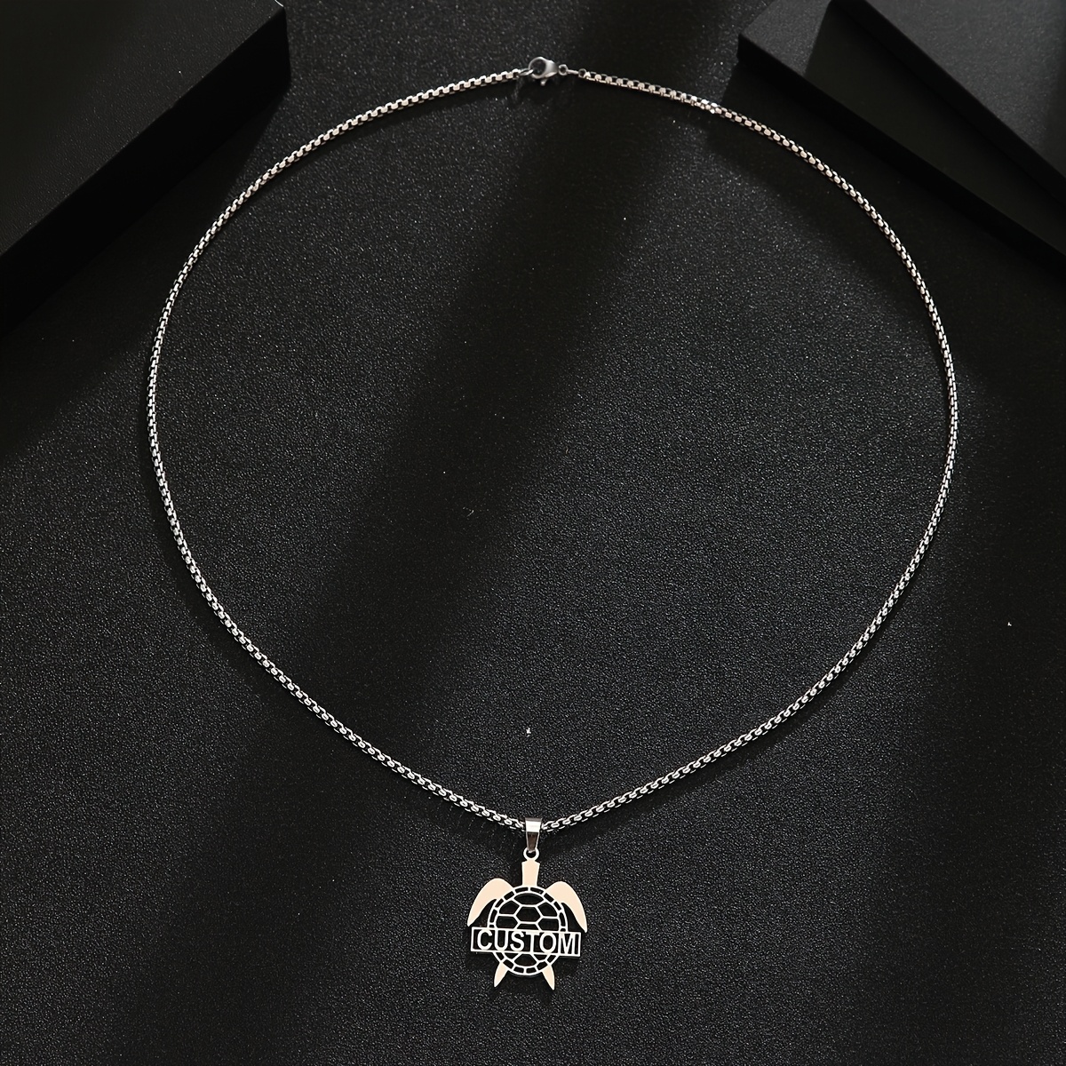 Custom Engraved Sea Turtle Charm Necklace for Men and Women