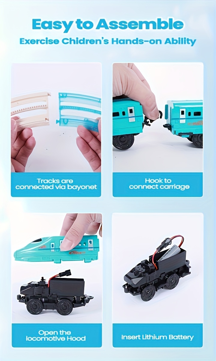 Electric Train Set, Track Head, Passenger Car, Glow-in-the-dark Track, Lights And Sounds Transformable DIY Train Set for Kids Over 3 Years Old Birthday Halloween, Christmas Gifts, Best for Christmas