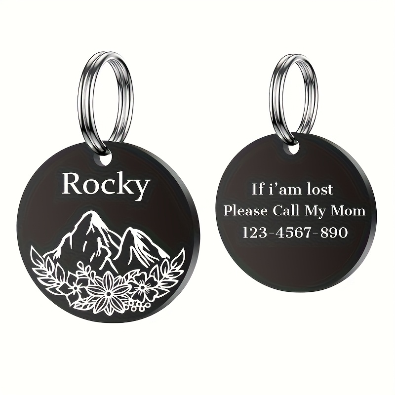 TEMU A Customizable Engraved Stainless Steel Pet Id Tag, Personalized With Pet's Name And Phone Number, Double-sided Engraving, Exquisite Design,