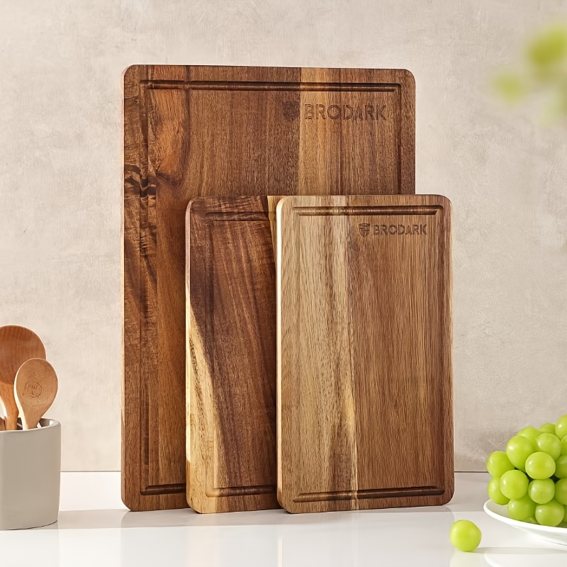 

3pcs Bamboo Chopping Board - Extra-large & , Butcher With Juice , Integrated Handles - Multi- Wood Cutting Board For Kitchen, Ideal For Meat, Cheese & Charcuterie