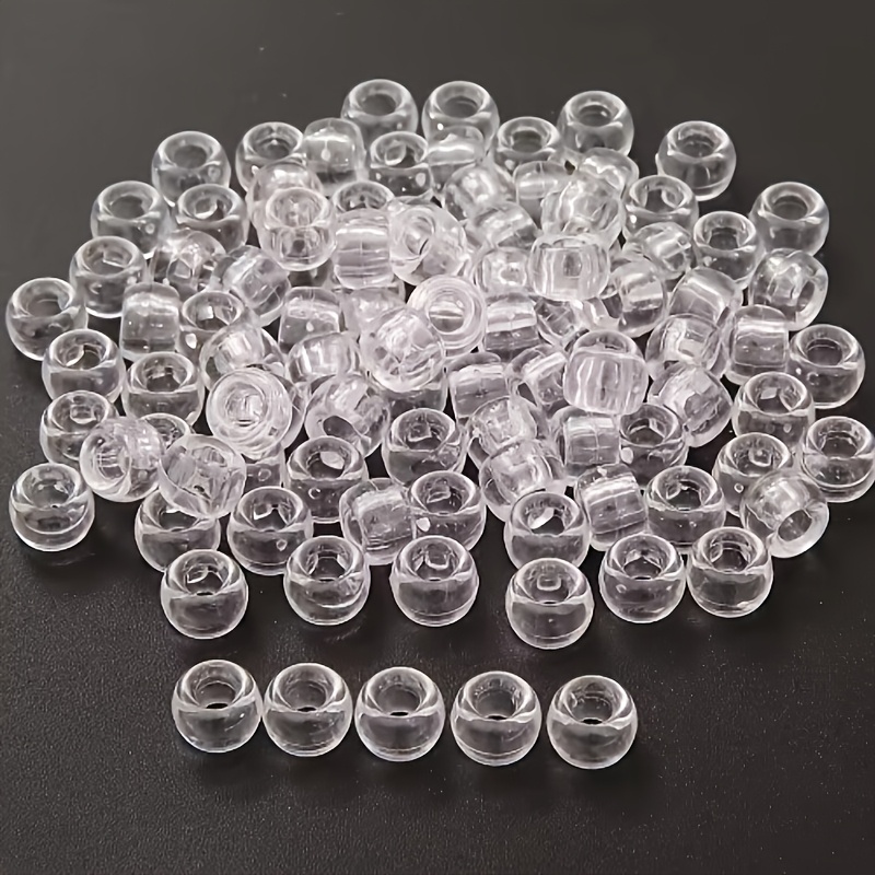 TEMU 168pcs 9mm Transparent Large Hole Beads, Transparent White, Transparent Color, Acrylic Beads, Decorative Beads. Diy Decorations, Beads, Hair