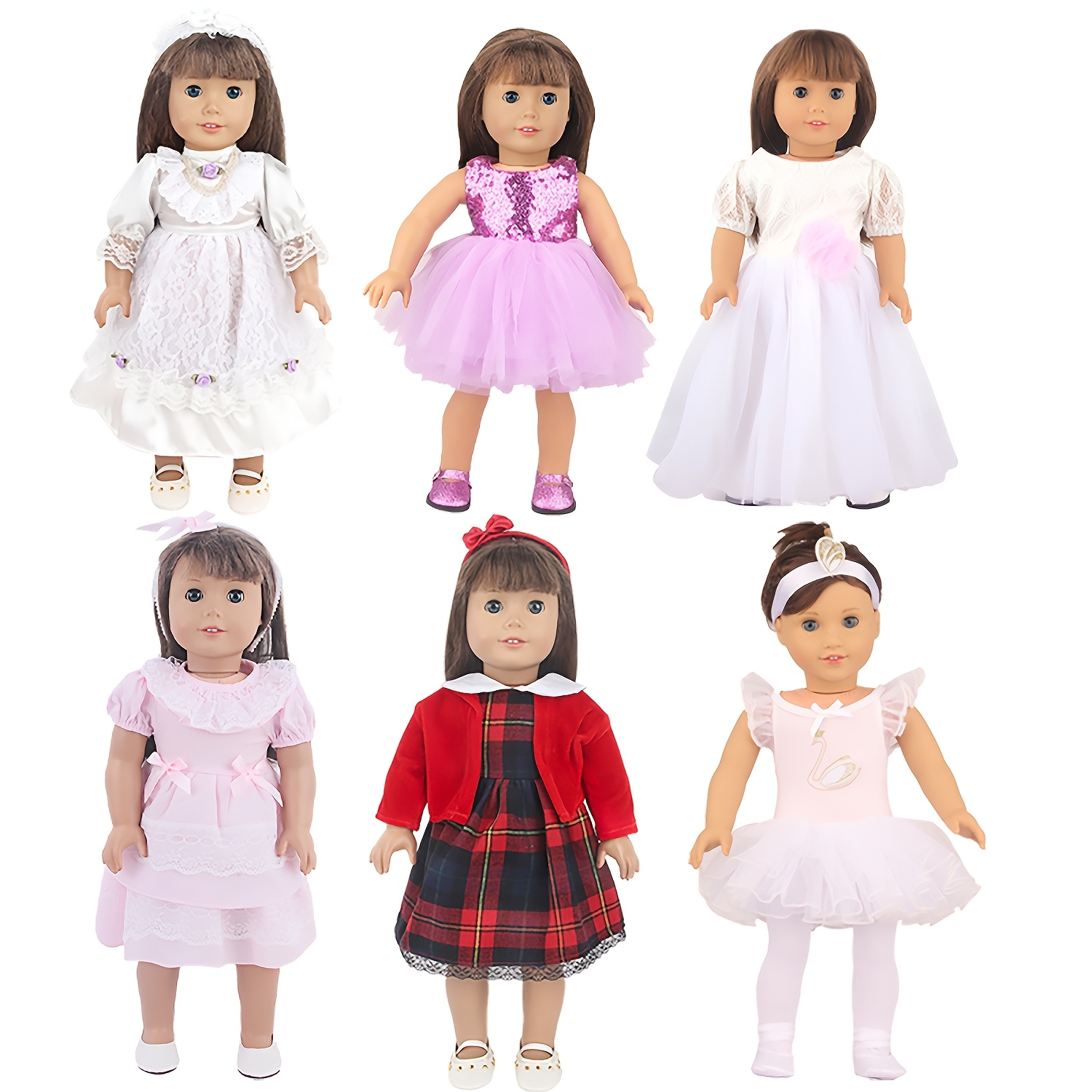 

6 Sets Of Doll Princess Dresses, Suitable For 18 Inch American Doll Girl Doll Fashion Doll, Doll Clothing, Birthday Gift Holiday Gift New Year Gift Toy